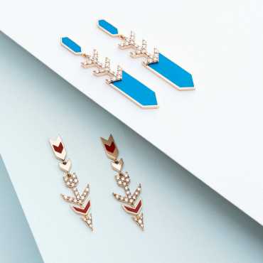 Alioth Pırlanta Taşlı ve Kırmızı Mineli Küpe - Nev Jewellery (1)