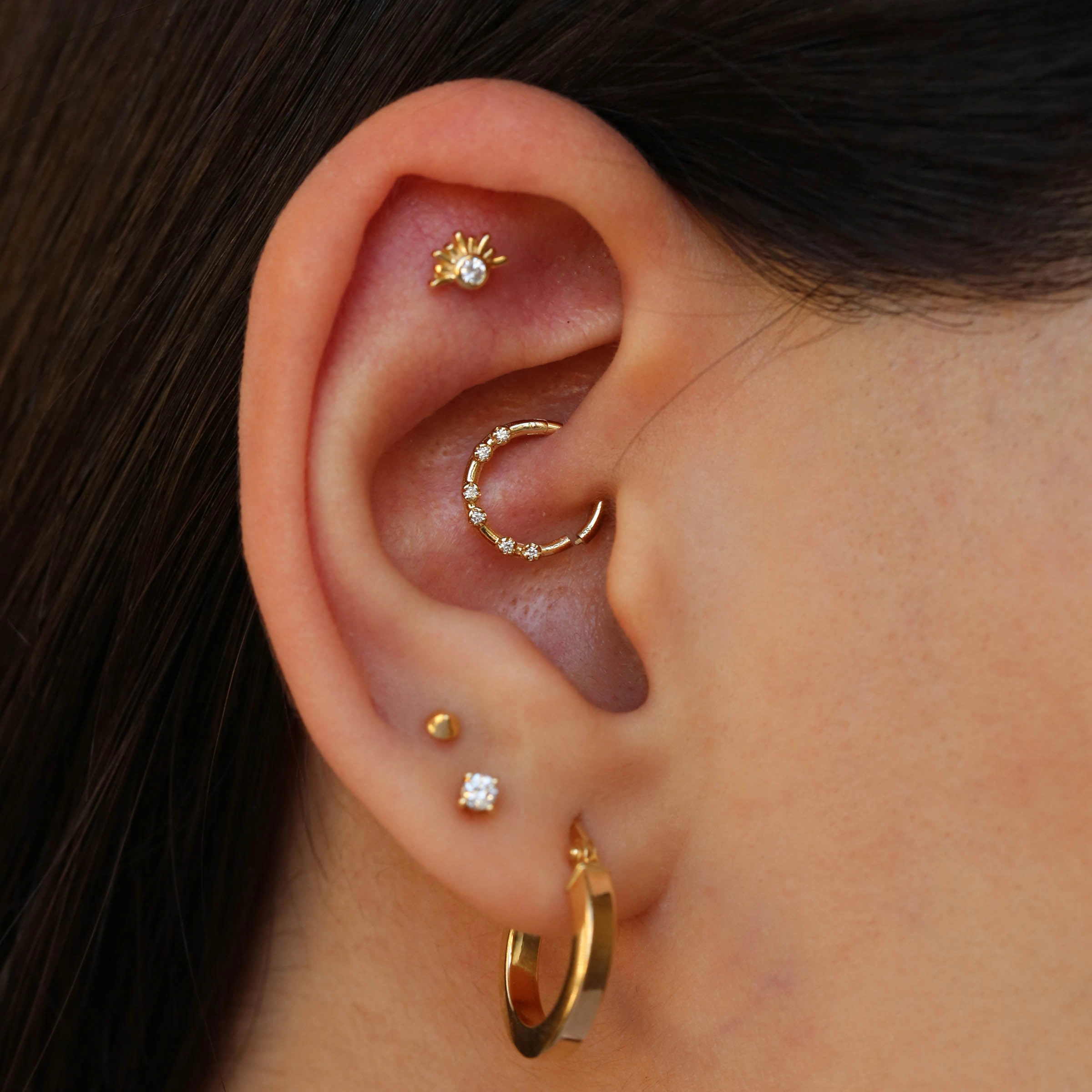 Allegra Diamond Yellow Gold Hoop Piercing - Nev Jewellery (1)