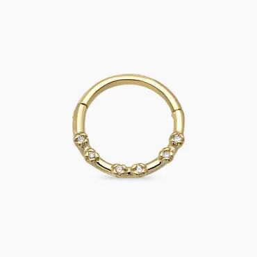 Allegra Pırlanta Taşlı Sarı Altın Halka Piercing - Nev Jewellery (1)
