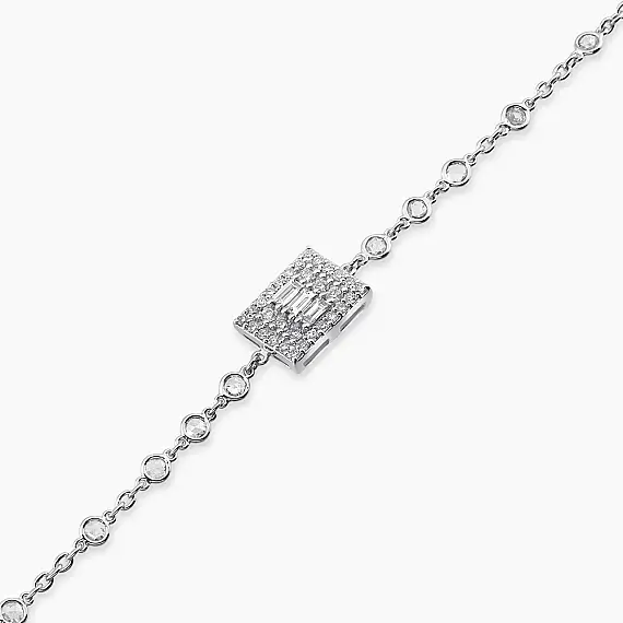 Allure 0.58 CT Elmas ve Baget Pırlanta Taşlı Beyaz Altın Bileklik - 3