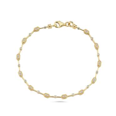 Altıgen Ve Nokta Tasarım Taşlı Bileklik - NEV JEWELLERY