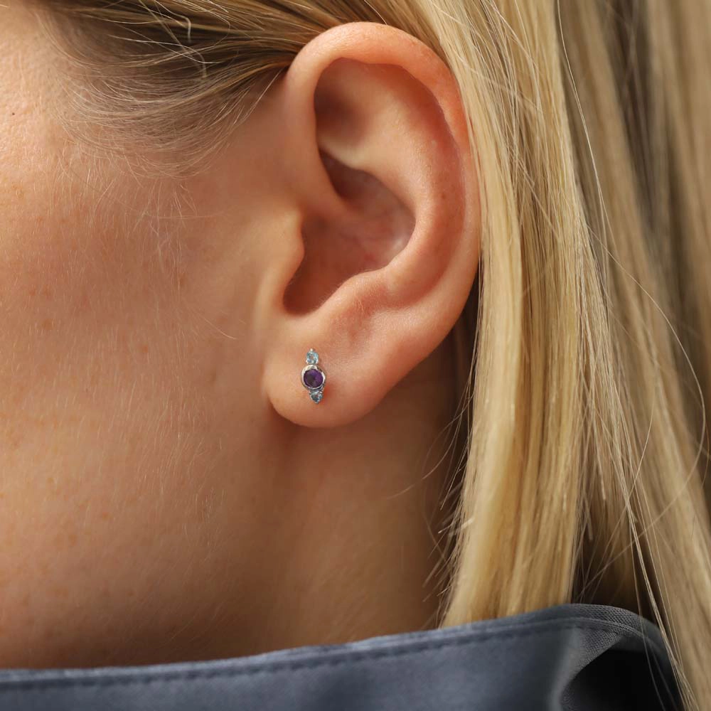 Alto 0.20 CT Amethyst and Blue Topaz White Gold Single Earring - Nev Jewellery (1)