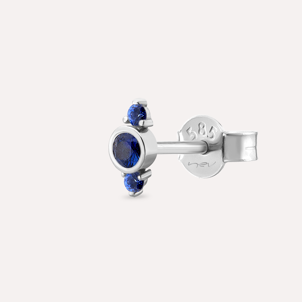 Alto 0.18 CT Safir Taşlı Beyaz Altın Tek Küpe - Nev Jewellery (1)