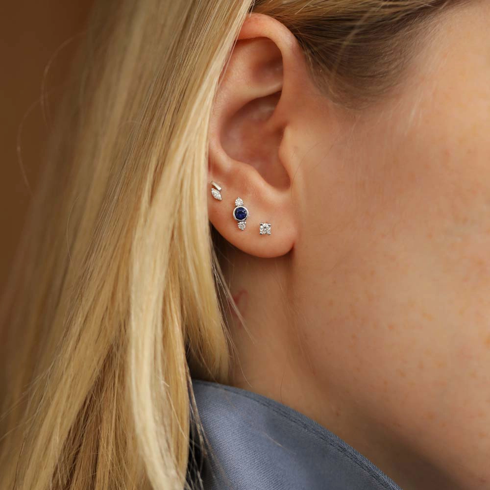 Alto 0.21 CT Sapphire and Diamond White Gold Single Earring - Nev Jewellery (1)