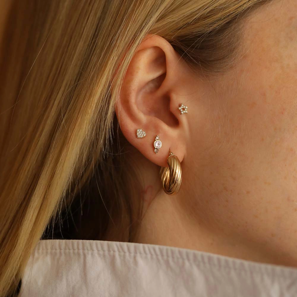 Alto 0.22 CT Pink Sapphire and Brown Diamond Yellow Gold Single Earring - Nev Jewellery (1)