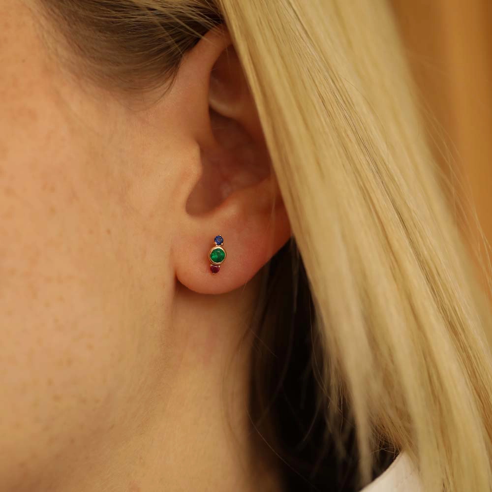 Alto 0.23 CT Çok Renkli Taşlı Rose Altın Tek Küpe - Nev Jewellery (1)