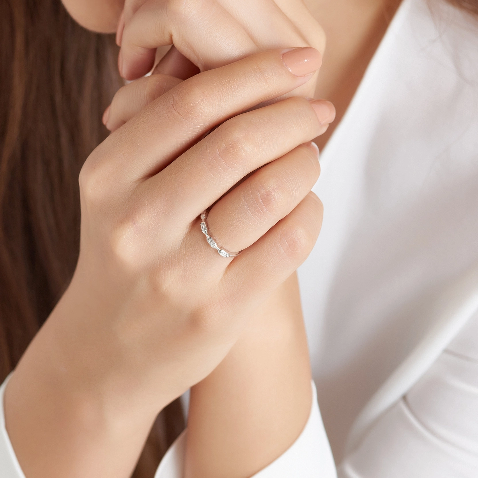 Ange Baget Kesim Pırlanta Taşlı Beyaz Altın Yüzük - Nev Jewellery (1)