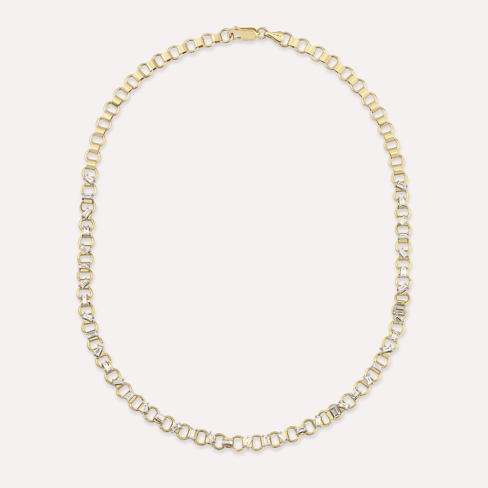 Anita 1.42 CT Baguette Cut Diamond Rose Gold Chain Necklace - 4