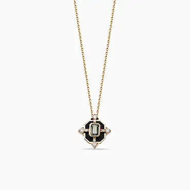 Antares Pırlanta ve Light Green Safir Taşlı, Siyah Mineli Kolye - Nev Jewellery (1)