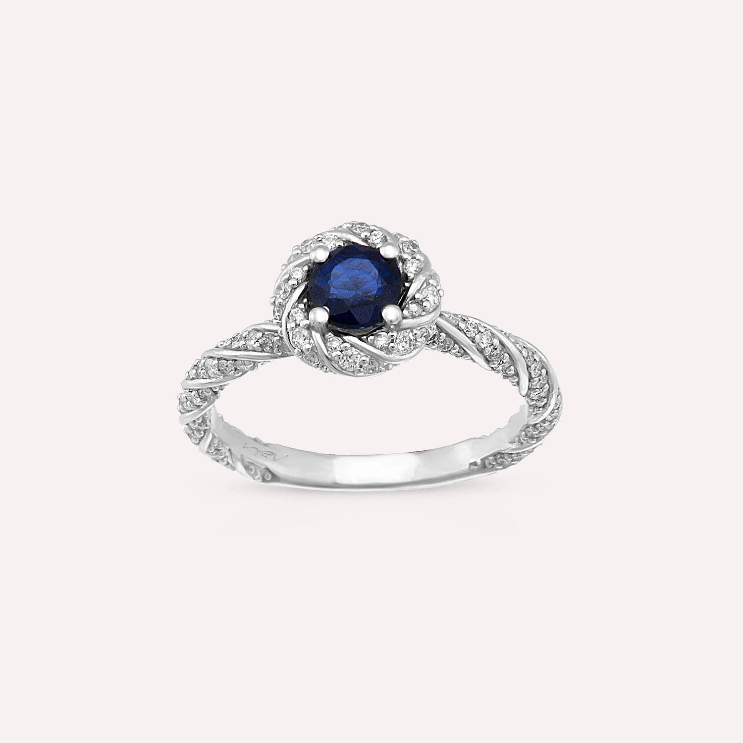 Aqua 1.38 CT Sapphire and Diamond White Gold Ring - 1