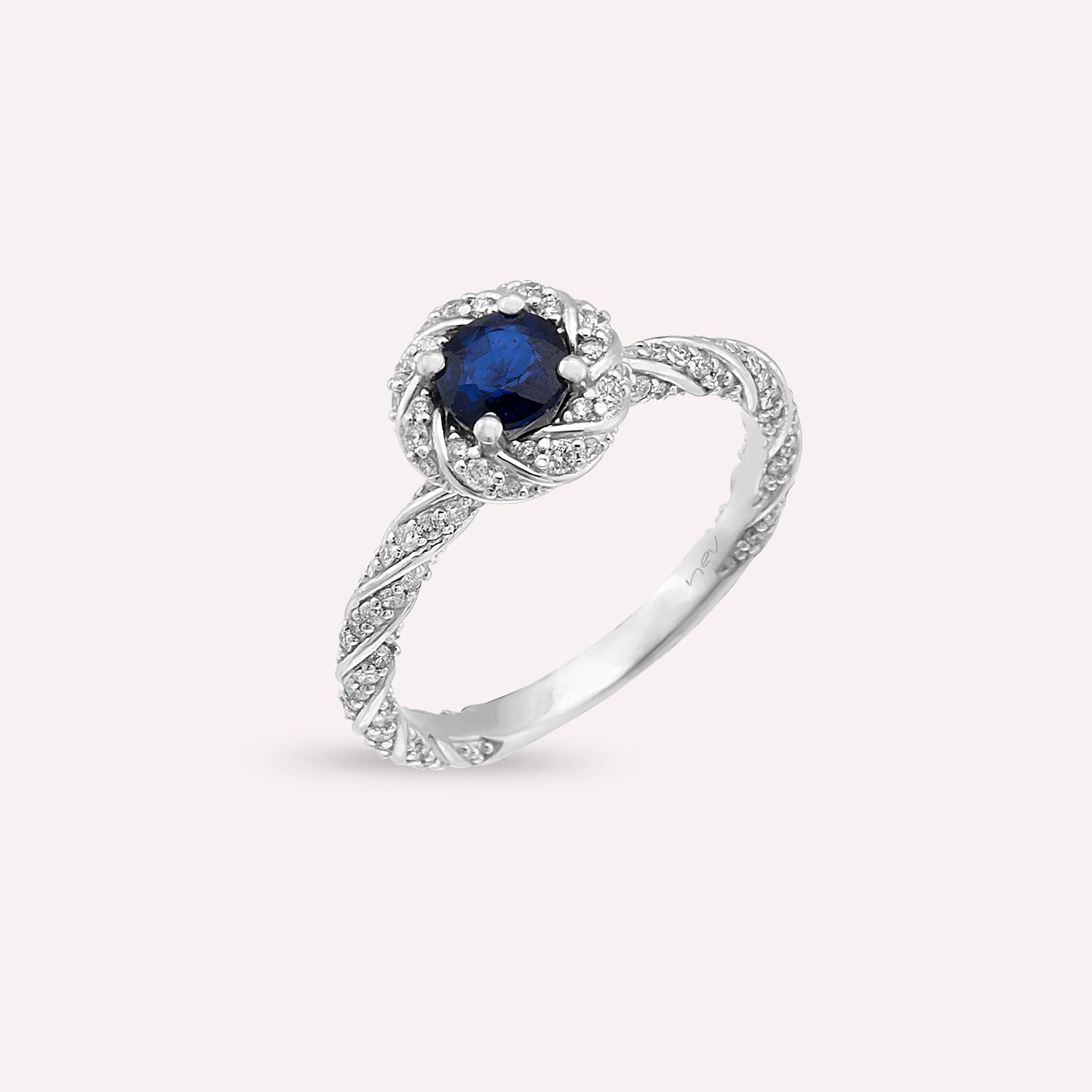 Aqua 1.38 CT Sapphire and Diamond White Gold Ring - 2