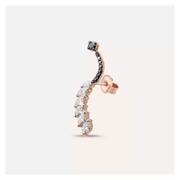 Arc 0.54 CT Siyah Pırlanta ve Markiz Kesim Pırlanta Taşlı Tek Küpe - Nev Jewellery (1)