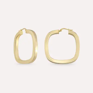 Arco L Sarı Altın Halka Küpe - Nev Jewellery (1)