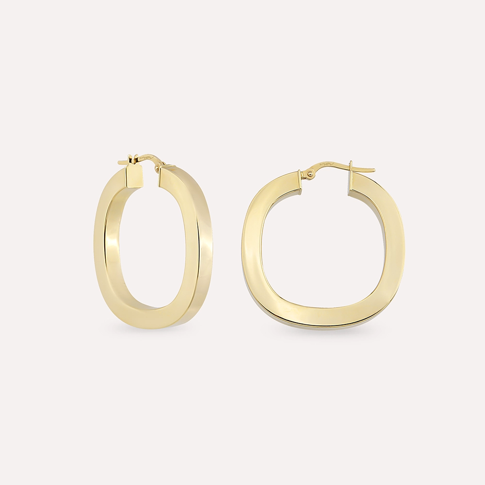 Arco M Sarı Altın Halka Küpe - Nev Jewellery (1)