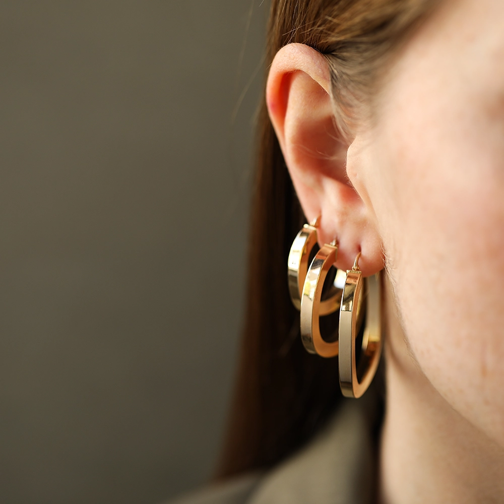 Arco S Sarı Altın Halka Küpe - Nev Jewellery (1)