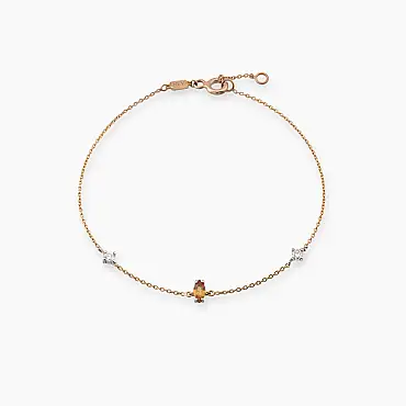 Aria 0.34 CT Orange Safir ve Pırlanta Taşlı Rose Altın Bileklik - Nev Jewellery (1)