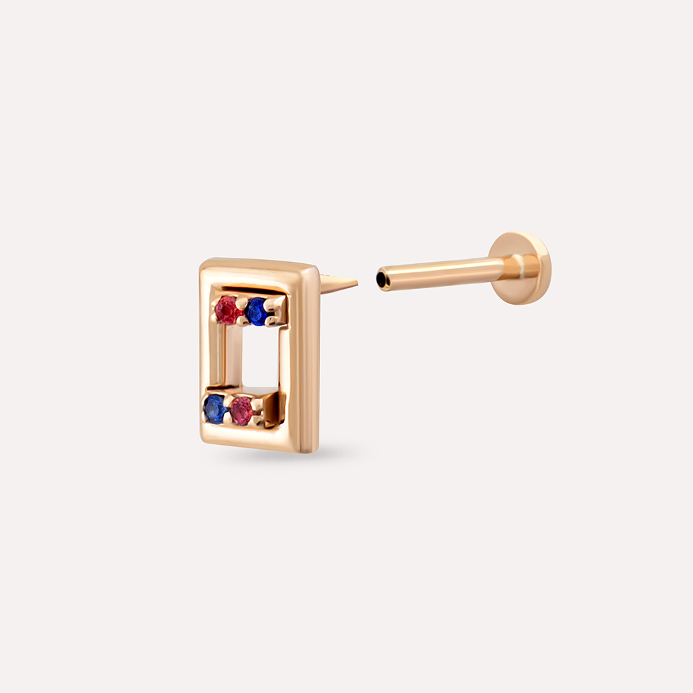 Arian Red ve Blue Sapphire Rose Gold Piercing - 5