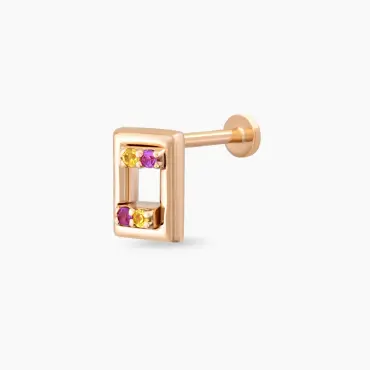 Arian Yellow and Pink Sapphire Rose Gold Piercing - Nev Jewellery (1)