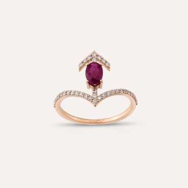 Arrow 0.90 CT Ruby and Diamond Rose Gold Ring - Nev Jewellery (1)