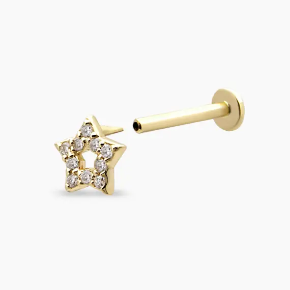 Asteria Diamond Yellow Gold Piercing - 4