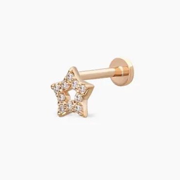 Asteria Pırlanta Taşlı Rose Altın Piercing - Nev Jewellery (1)