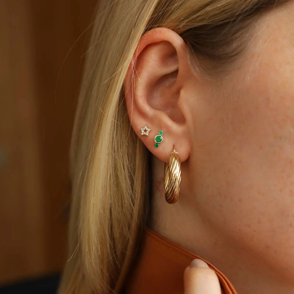 Asteria Pırlanta Taşlı Sarı Altın Piercing - Nev Jewellery (1)