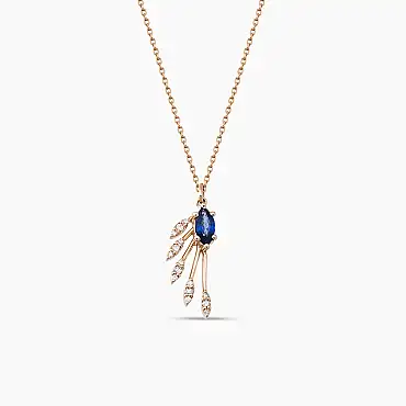 Asteroid Pırlanta ve Safir Taşlı Kolye - Nev Jewellery (1)