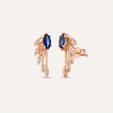 Asteroid Pırlanta ve Safir Taşlı Küpe - Nev Jewellery