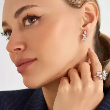 Astra 2.64 CT Marquise and Pear Cut Diamond White Gold Earring - Nev Jewellery (1)