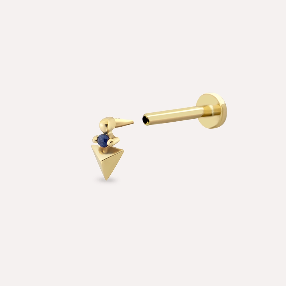 Atea Blue Sapphire Yellow Gold Piercing - 3