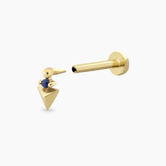 Atea Blue Sapphire Yellow Gold Piercing - 3