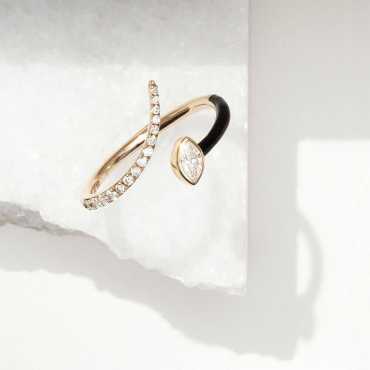 Aten 0.34 CT Diamond and Black Enamel Ring - Nev Jewellery (1)