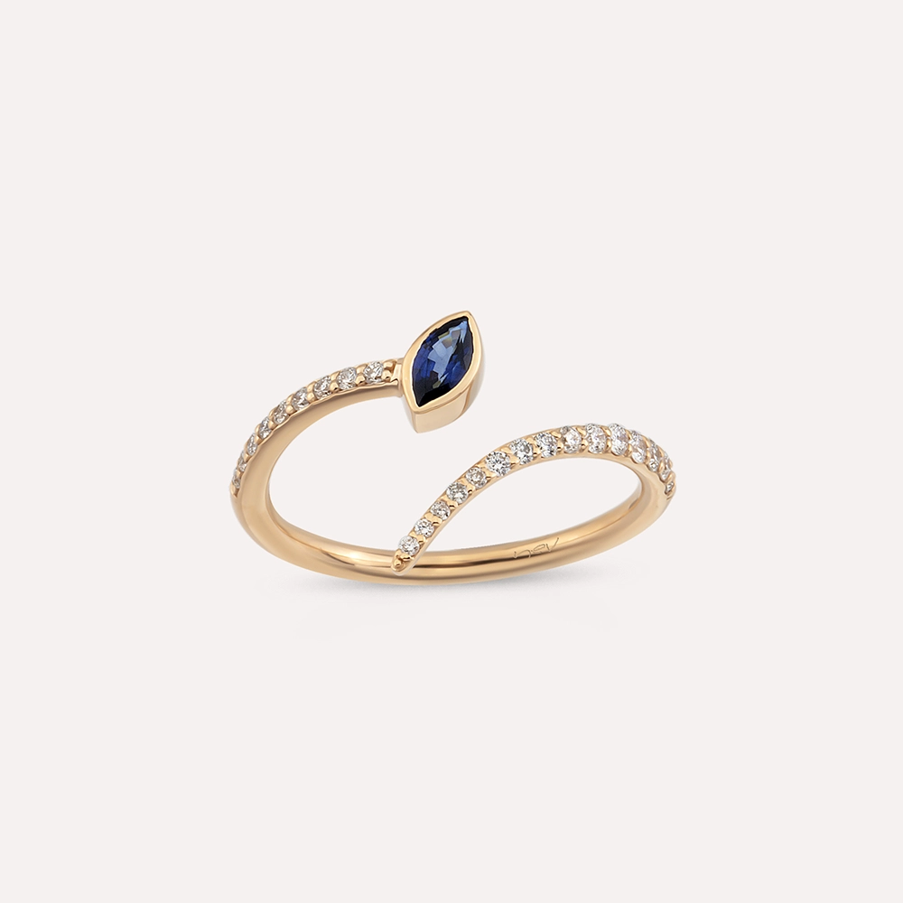 Aten Pırlanta ve Safir Taşlı Rose Altın Yüzük - Nev Jewellery (1)