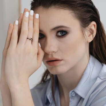 Atria 0.12 CT Baguette Cut Diamond and Black Enamel Ring - Nev Jewellery (1)