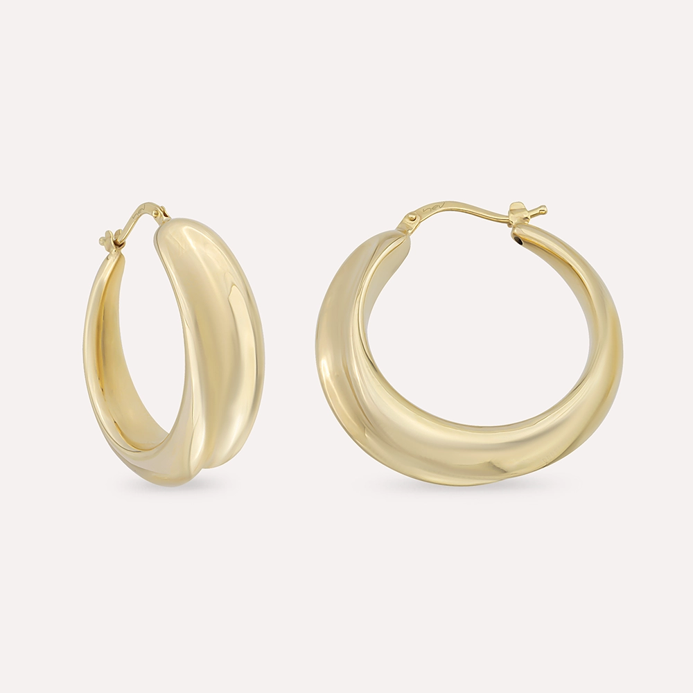 Auric II Yellow Gold Italian Hoop Earring - 1