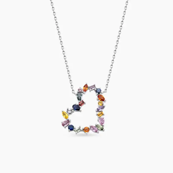 Aurora 3.25 CT Multicolor Sapphire White Gold Necklace - 1