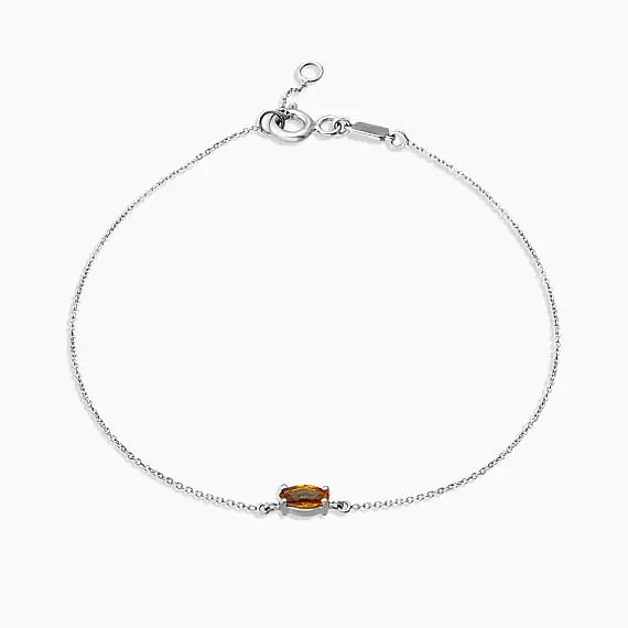 Ava 0.22 CT Markiz Kesim Orange Safir Taşlı Beyaz Altın Bileklik - 2