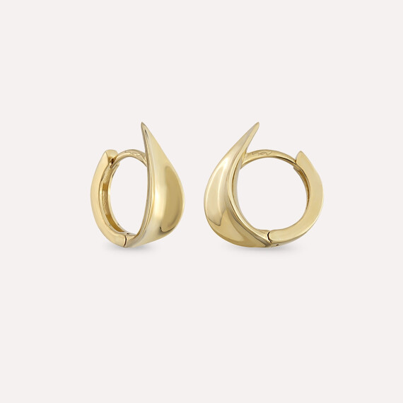 Axel Sarı Altın Halka Küpe - Nev Jewellery