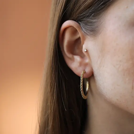 Axela Yellow Gold Italian Earring - 2