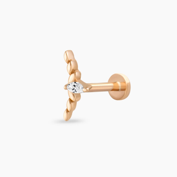 Axis Markiz Kesim Pırlanta Taşlı Rose Altın Piercing - Nev Jewellery