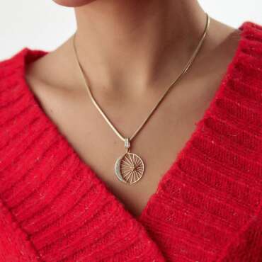 Ay Hilal Taşlı Kolye Ucu - NEV JEWELLERY
