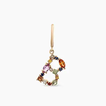 B Harf 0.79 CT Multicolor Safir ve Brown Pırlanta Taşlı Tek Küpe - Nev Jewellery (1)