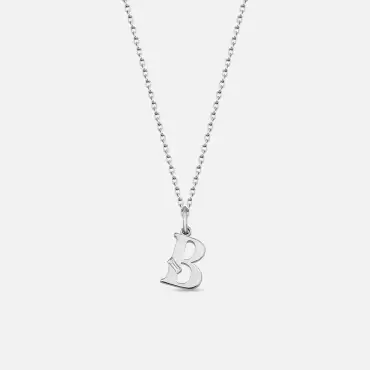 B Harf Baget Pırlanta Taşlı Beyaz Altın Kolye - Nev Jewellery (1)