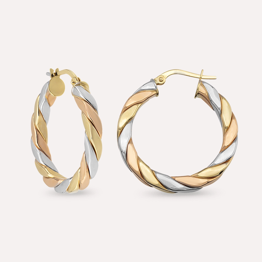 Bagel Gold Hoop Earring - Nev Jewellery (1)