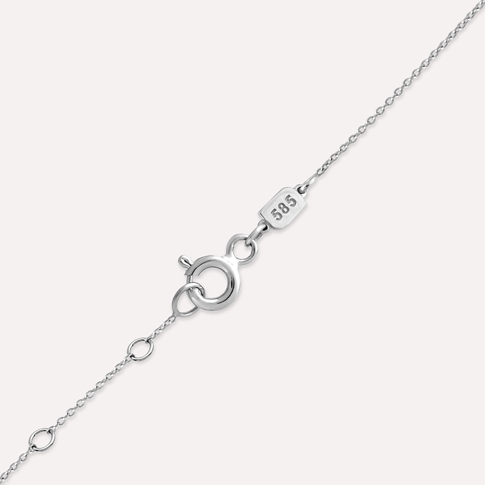 Baguette Cut Diamond White Gold Ç Letter Necklace - 3