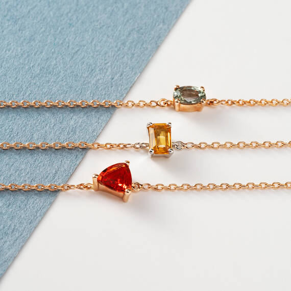 Bailey 0.30 CT Oval Kesim Green Safir Taşlı Rose Altın Bileklik - 2