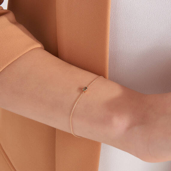 Bailey 0.30 CT Oval Kesim Green Safir Taşlı Rose Altın Bileklik - 3