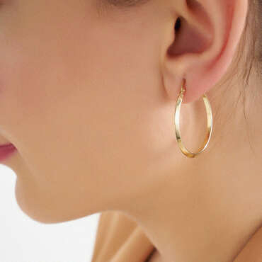 Balance Sarı Altın Halka Küpe - Nev Jewellery (1)