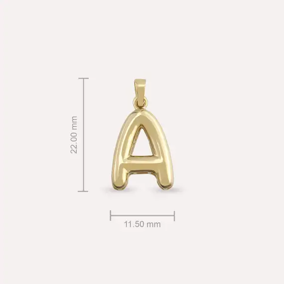 Balloon A Letter Yellow Gold Pendant/Charm - 3