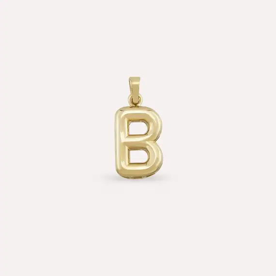 Balloon B Letter Yellow Gold Pendant/Charm - 2